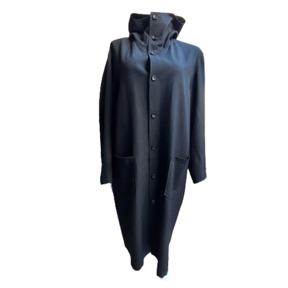 Yohji Yamamoto Pour Homme 100% Laime Wool Hooded Long Coat - Picture 5 of 16